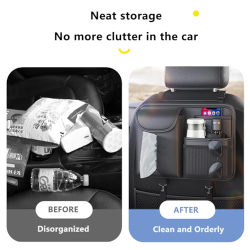 Tumecos Car Seat Back Storage Bag,Backseat Organizer with Tissue Box, Large Capacity Rear Seat Storage Pocket, Universal for Most Vehicles - style: Style A