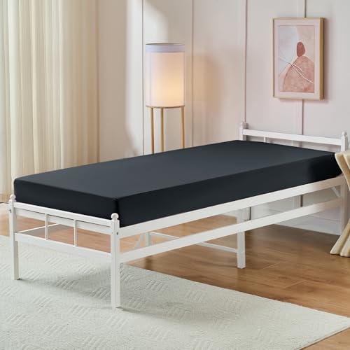 VACVELT Cot Fitted Sheet, 31 x 75 Inch Charcoal Black Cot Sheets, Ultra Soft and Breathable Microfiber Bed Cover Snug Fit for Narrow Twin/RV Bunk/Camper Bunk/Guest Beds/Trifold Mattress - color: Charcoal Black