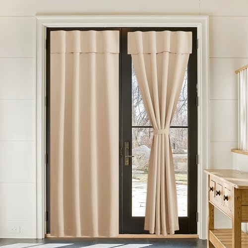 NICETOWN Blackout Sidelight Door Curtain Biscotti Beige 36" W x 72" L, No Drill Self-Adhesive Farmhouse Thermal Insulated Removable Window Cover for Baby Nursery & Kitchen, 1 Panel - color: Biscotti Beige, size: 36"W x 72"L (Pack of 1)