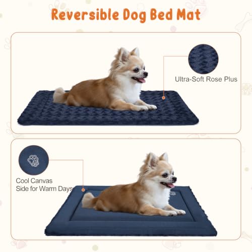 EMPSIGN Fancy Dog Bed Mat, Pet Bed Pad Reversible (Cool & Warm), Machine Washable Crate Pad, Pet Sleeping Mat for Small to XXX-Large Dogs, Navy, Star Pattern,XXL (48inch X30inch X1.1'') - color: Navy, size: XXL (47.2"x28.3"x1.1")