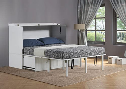 Mega Solutions Murphybedz Tuscany Murphy Cabinet Chest Bed with Charging Station 6 Inch (White, Queen) - color: White, size: Queen (U.S. Standard)