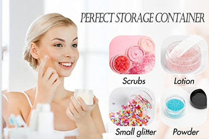 Polypropylene 5 Gram Cosmetic Containers 50pcs Sample Jars Tiny Makeup Sample Containers with lids (Black) - color: Black