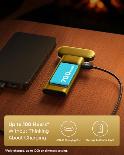 86lux Book Light, Reading Light for Book in Bed, USB Rechargeable LED Night Light with 3 Colors & Stepless Dimming, Aluminum Alloy Bookmark Light for Book Lovers, Yellow - color: Yellow