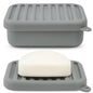 AIMAIAIMAI Leak-Proof Silicone Travel Soap Case with Drainage Lid/Layer, Compact Bar Soap Container, Durable Soap Holder for Camping, Gym, and Travel Size Toiletries (Gray) - color: Gray