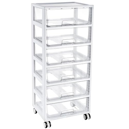Vtopmart 6-Tier Rolling Cart with Deep Drawers, Clear Plastic Storage Organizer for Art & Craft Supplies, Toy, Office, Classroom, Bedroom, Bathroom - style: 6 Tier 6 Drawers