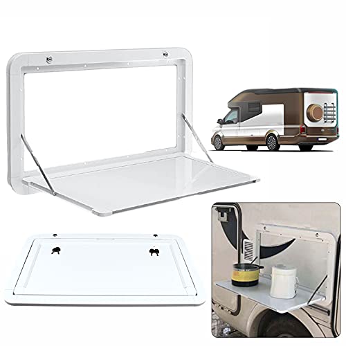 RV Caravan Picnic Folding Table, Aluminum Wall Mount Floating Desk Shelf,Folding Wall Table Lockable Wall Table Kit for Campervans and Motorhomes 31.49 * 17.71in