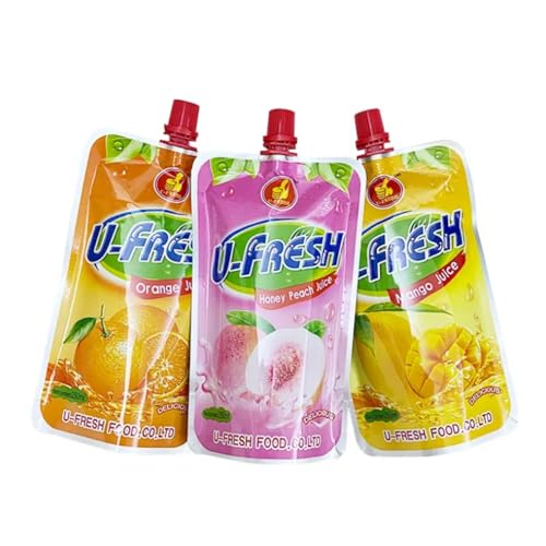 1000 Pcs Food Grade Custom Logo Flasks, Portable Juice Beverage Packaging with Spout Bags, Reusable Plastic Stand up Liquid Drink Pouches - color: Custom Size