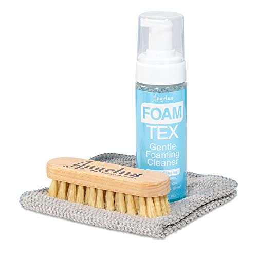 Angelus Foam Tex Cleaning Kit, Shoe Cleaning Kit for Leather, Canvas, Suede, and Rubber – Removes Dirt, Stains, and Scuffs – Non-Toxic, For Sneakers, Hats, Furniture, Clothing & More. Made In USA