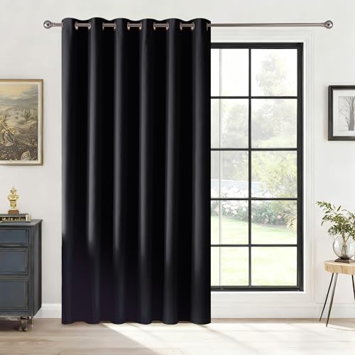 RYB HOME Blackout Thermal Insulated Curtains, Portable Curtain for Sliding Glass Door/Storage/Space Room Divider, Large Window Treatment Room Divider Panel, W80 x L84, Black, 1 Panel - color: Black, size: 80"W x 84"L (Pack of 1)