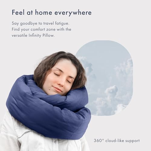 Huzi Infinity Pillow - Home Travel Soft Neck Scarf Support Sleep (Navy) - color: Navy