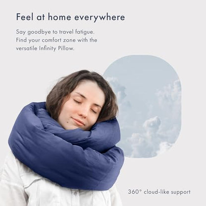 Huzi Infinity Pillow - Home Travel Soft Neck Scarf Support Sleep (Navy) - color: Navy