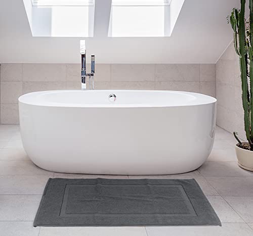 Utopia Towels Cotton Banded Rug, Bath Mats, Not a Bathroom Rug, 21 by 34 Inches, 100% Ring Spun Cotton, Highly Absorbent Shower Bathroom Floor Mat, Grey, 2 Pack - color: Grey