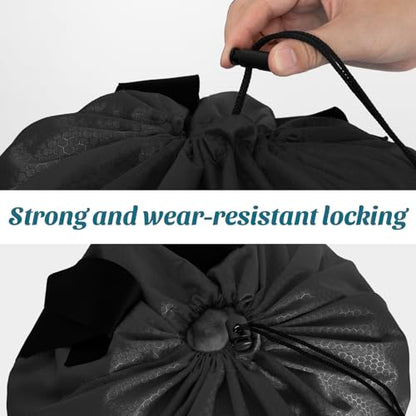Laundry Bag Backpack Large Travel Laundry Backpack with Adjustable Shoulder Straps Portable Hamper Bag for College, Dorm, Apartment Camp(Black)