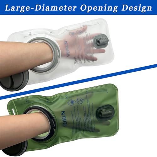 HEIKLN Hydration Bladder 1.5L-2L-2.5L-3L,Leak Proof Water Reservoir, BPA Free Military Water Storage Bladder Bag Hydration Pack Replacement Easy Clean for Bicycling Hiking Camping Hunting Running - color: 2L Green+White