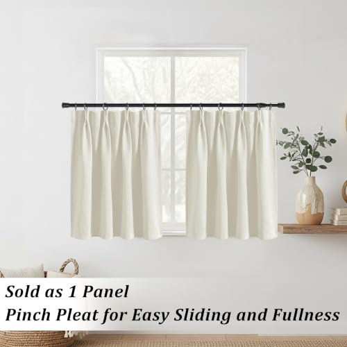 Cafe Curtains 18 Inch Length,with Rings 80% Blackout Boho Farmhouse Style Small Half Curtains for Kitchen Bathroom Living Room - color: Cream, size: 24"W x 18"L (Pack of 1)