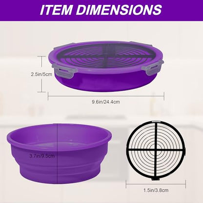 FJNATINH Collapsible Batter Bowl - Mess Free Better Breader Shaker Bowl with Lid Breading Shaker Container - Great for Fried Fish, Fried Chicken, Onion Rings, Wings,No Leak,Easy to Store,Purple - color: Purple