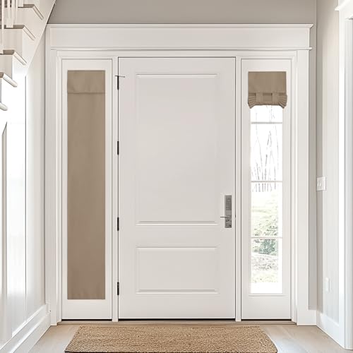 NICETOWN Front Door Window Covering, Blackout Small Curtains for Privacy, Sidelight Door Window Curtains Thermal Insulated Covering for Patio Glass, 12 inch x 72 inches, Cappuccono, 1 Panel - color: Cappuccino, size: 12"W x 72"L (Pack of 1)