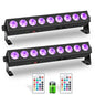 Rechargeable Stage Lights Bar,2Pack 9 LED RGBWA+UV Battery Powered DJ Light Strip Built-in 5200mAh Battery Remote Control DMX512 Sound Activated Uplights for Church Events Wedding Disco Party
