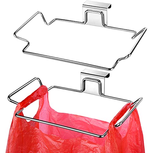 Trash Bag Holder,2 Pack | for Cabinet Door and Cupboards,Stainless Steel,Plastic Bag Holder Under Sink,Use for Kitchen,Bathroom,Camper - color: Silver