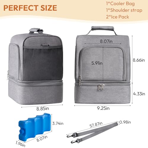 NCVI Breast Pump Bag, Double Layer Removable Pump Bag for Spectra S1, S2, Medela, Breast Pump Backpack with Ice Pack, Insulated Breast Milk Cooler Bag for Working Nursing Moms, Grey - color: Dark Grey