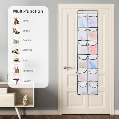 GOMAJI 12 Large Pockets Over Door Hanging Shoe Organizer, White - color: White