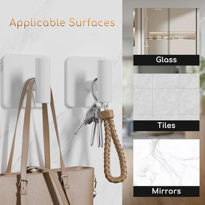 Aikzik 4 Pack Large Heavy Duty Wall Hooks - 26lb Max, Stainless Steel Adhesive Towel Hook, Shower Hooks for Hanging Towel, Coat, Robe, Wall Hook for Use in Bathroom, Kitchen and Door, White - color: White