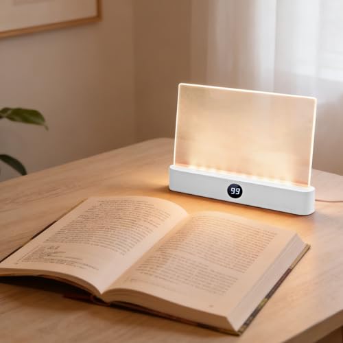 Book Light, Rechargeable Clear LED Flat Reading Light with 3 Colors & Timer, Dimmable Panel Plate Lamp Book Full Page Light for Reading in Bed at Night, for Women Readers Kids Book Lovers (White) - color: White