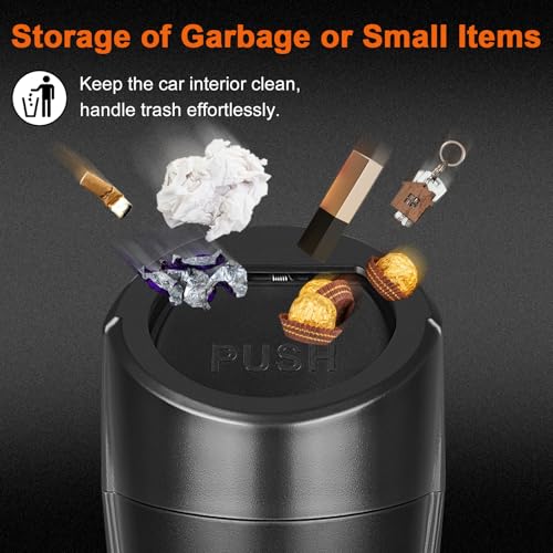 Car Trash Can, 2 Packs Mini Car Garbage Can Cup Holder with Lid | Leakproof Car Trash Bin with 60 Trash Bags, Vehicle Front Back Seat Organizers and Storage for Car, Home, Office, Black - color: Black