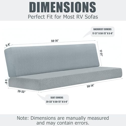 2 Piece RV Couch Covers for Sofa Bed, Stretch Elastic Camper Slipcover for RV Jackknife Sofa Bed, Washable Anti-Slip Furniture Protector, Pet Friendly & Wrinkle Free (Grey) - color: Grey