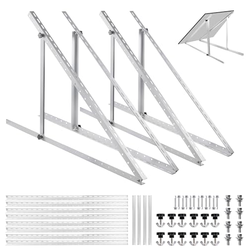 2 Sets 45 inch Adjustable Solar Panel Brackets, Foldable Tilt Mount Brackets, Suitable for 2-4pcs 100 200 300 400 Watt Solar Panel for Roof, Boat, RV, and Off-Grid