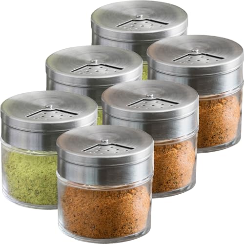 6-Pack 3oz Glass Spice Seasonings Shaker With Adjustable Lid - size: 3 Oz