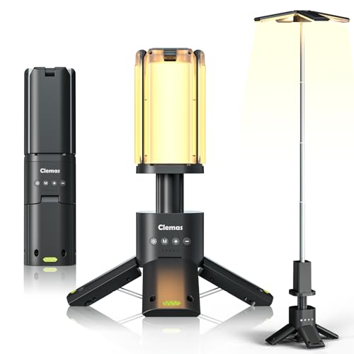 Clemas Telescopic Camping Lights Rechargeable 14000 mAh Led Multifunction Magnetic Lanterns Job Site Lighting Cordless Dimmable Camping Tent Lamp Portable Power Supply 6000LM IPX5 Waterproof - color: 3.6Ft Gray
