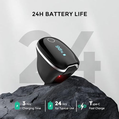 Wellue O2Ring-S Oxygen Monitor for Small Fingers | Rechargeable Pulse Oximeter, Continuous Blood Oxygen & Pulse Rate Tracking with Vibration Reminder | 24 hrs Battery Life, 4 * 10 Hours Data Storage - size: Small