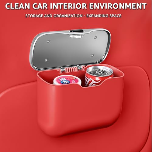 HOLDCY Car Trash Can, Waterproof Multi‑Functional Auto Trash Bin for Door/Console/Seat Back, Universal Vehicle Garbage Can for Car/Truck/SUV Drivers (Red) - color: Red