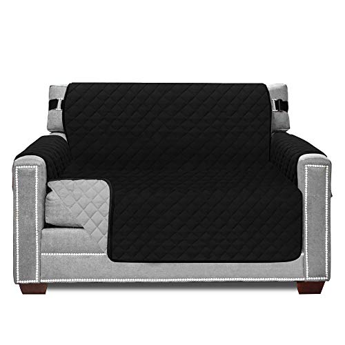 Sofa Shield® Couch Armchair Covers for Dogs, Reversible Furniture Protector with Strap, Stain and Tear Resistant Cushion Cover, 48 inch Seat, Machine Washable Slipcover Pets, Cats, Black Gray - color: Black/Gray, size: Large Chair