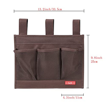 Zafit Hanging Bedside Caddy, Bedside Storage Organizer for Magazine, Phone, Remote control (Classic4 Pockets-Coffee)