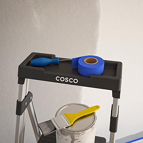 Cosco 3-Step Lightweight Aluminum Folding Step Ladder with Non-Marring Leg Tips, Slip-Resistant Platform, ANSI Rated 225 lbs, Home Furniture and Furnishings - style: 3 Step