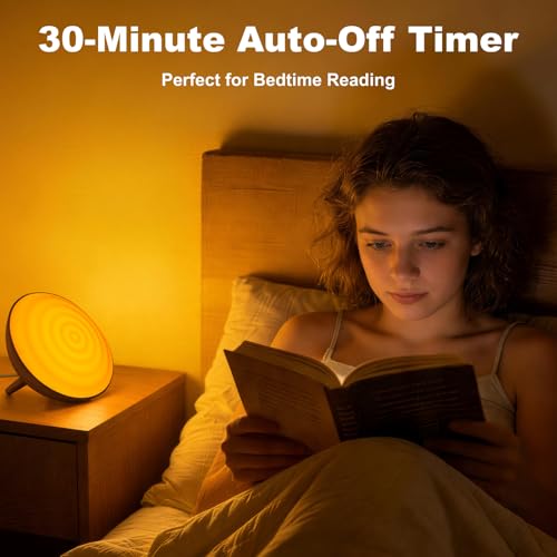 BOHON Red Light Night Light with Timer, 3 Color Modes 10 Brightness Dimmer Red Light Reading Light, 660nm Red Night Lights for Sleep Bedroom Nursery Room Home, Memory Function, Wood-Grain - color: Wood-grain