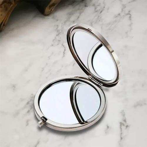 Pocket Mirror, 2 x 1x Magnification Compact Travel Makeup Mirror, Perfect for Purse, Pocket and Travel (Silver) - color: Silver