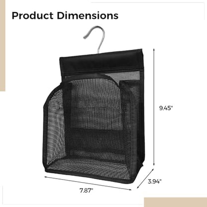 3 Pcs Mesh Shower Caddy, Mesh Shower Bag with Hanging Hooks, Portable College Dorm Bath Organizers, Black Shower Bags for Bathroom, Swimming, Travel