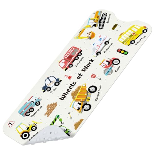 Baby Bath Mat for Tub, Non Slip Kids Bath Shower Mat, 40 X 16 Inch Large Bathtub Mat with Drain Holes and Suction Cups for Toddlers, Machine Washable and Waterproof (Excavator) - color: Excavator