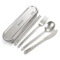 iNKULEER 100% Pure Titanium Travel Cutlery Set | Reusable Utensils with Metal Case | Portable Silverware for Camping, Office, Travel & Outdoor Dining - color: Pure Titanium