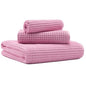 MICROFI Microfiber Waffle Bath Towels, 3 Pieces, Oversized, Soft, Absorbent, Fast Drying, Lint Free, Includes Bath, Face and Hand Towels 430 GSM - color: Pink