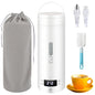 Portable Electric Kettle, Travel Tea Kettle, Small Hot Water Boiler Coffee Heater 450ML, 316 Stainless Steel, 4 Temperature Settings with Fast Boiling Water Auto Shut-off Boil Dry Protection (White) - color: White