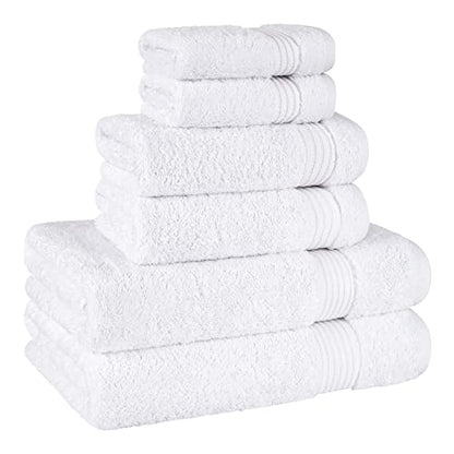 Cotton Paradise 100% Cotton Turkish Towel Set, Soft Absorbent Quick Dry, 6 Piece Towel Set, Snow White - color: Snow White