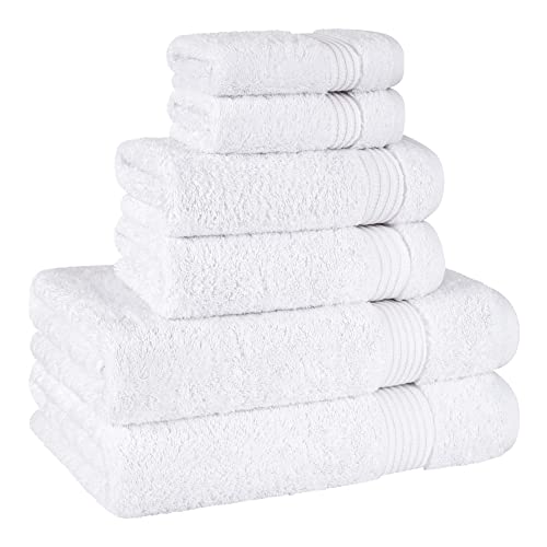 Cotton Paradise 100% Cotton Turkish Towel Set, Soft Absorbent Quick Dry, 6 Piece Towel Set, Snow White - color: Snow White