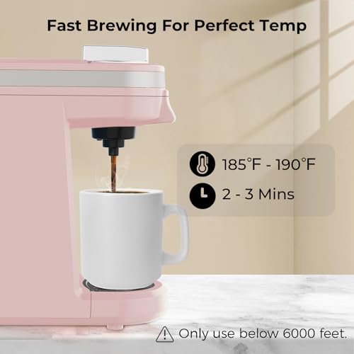CHULUX Mini Coffee Maker for K Capsule, Single Serve Coffee Maker for One Cup Americano, Lightweight Pod Coffee Machine, Dusty Rose - color: Dusty Rose
