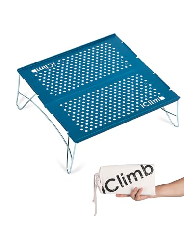 iClimb Mini Solo Folding Table Ultralight Compact for Backpacking Camping Hiking Beach Picnic (Blue - Mini) - color: Blue, size: Mini