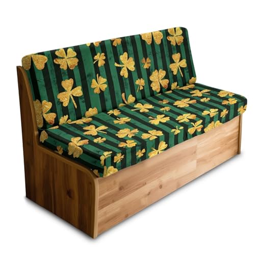 Gold Shamrock 2 Pcs RV Dinette Cushion Covers Thickened Camper Seat Covers Dinette Booth Stretch Loveseat Sofa Chair Cover St. Patrick's Day Accessories for RV Camper Car Bench - color: Gold Shamrock