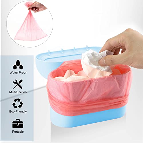 Car Trash Can, Mini Car Bin with Lid 2 Trash Bag Blue, Cute Car Accessories for Storage and Organization，Small Trash Can for car，Bedroom and Office - size: Car Trash Can - Blue with 2 Trash Bags